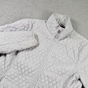 Lands' End Jacket Womens Medium Gray Quilted Insulated PrimaLoft Zip Warm Coat